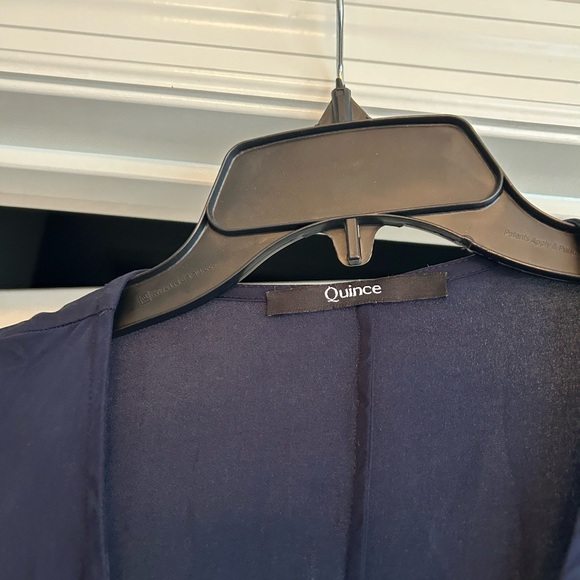 Quince Silk Wrap Dress in Navy - Picture 4 of 5